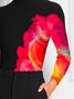 Turtleneck Long Sleeve Urban Abstract Tight T-Shirt