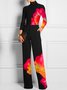 Turtleneck Long Sleeve Urban Abstract Tight T-Shirt