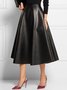 Urban  Simple Pu  Plain  Umbrella Skirt