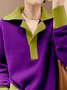 Long Sleeve Color Block Urban Shirt Collar Sweater