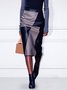 Regular Fit Color Block Urban Leather Midi Skirt