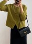 Plain Regular Fit Crew Neck Urban Cardigan
