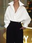 Plain Shirt Collar Loose Urban Blouse