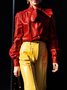 Urban Regular Fit Bow Long Sleeve PU Top