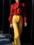 Urban Regular Fit Bow Long Sleeve PU Top