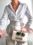 Shirt Collar Urban Regular Fit Long Sleeve Plain Blouse