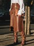 Plus Size Pu Plain Regular Fit Urban Skirt