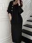 Long sleeve Loose Elegant Plain Midi Dress