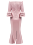 Pink Short Sleeve V Neck Regular Fit Ruched Maxi Elegant Dress For Summer