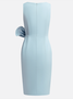 Urban Crew Neck Bow Plain Dress For Women
