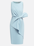 Urban Crew Neck Bow Plain Dress For Women