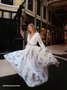 Morden Balloon Sleeve V Neck Dress With No