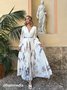Morden Balloon Sleeve V Neck Dress With No