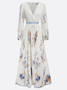 Morden Balloon Sleeve V Neck Dress With No