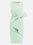 Urban Crew Neck Bow Plain Dress For Women