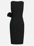 Urban Crew Neck Bow Plain Dress For Women