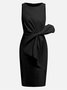 Urban Crew Neck Bow Plain Dress For Women