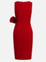 Urban Crew Neck Bow Plain Dress For Women