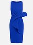 Urban Crew Neck Bow Plain Dress For Women