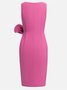 Urban Crew Neck Bow Plain Dress For Women