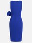Urban Crew Neck Bow Plain Dress For Women