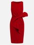 Urban Crew Neck Bow Plain Dress For Women