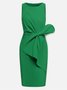 Urban Crew Neck Bow Plain Dress For Women