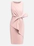 Urban Crew Neck Bow Plain Dress For Women