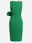 Urban Crew Neck Bow Plain Dress For Women