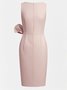 Urban Crew Neck Bow Plain Dress For Women