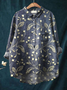 Women's Floral Spring Print Casual Half Collar Button-Down Shirt
