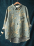 Women's Floral Spring Print Casual Half Collar Button-Down Shirt