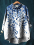 Women's Floral Spring Print Casual Half Collar Button-Down Shirt