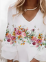 Women's Half Sleeve Summer White Floral Printing V Neck Daily Going Out Casual Midi H-Line Classic Dress