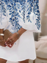 Women's Half Sleeve Summer White Floral Printing V Neck Daily Going Out Casual Midi H-Line Classic Dress