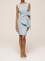 Urban Crew Neck Bow Plain Dress For Women