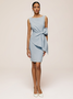 Urban Crew Neck Bow Plain Dress For Women