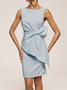 Urban Crew Neck Bow Plain Dress For Women