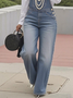 Casual Plain Denim Bib Pants