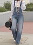 Casual Plain Denim Bib Pants
