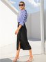 Casual High Neck Striped Long Sleeve Top