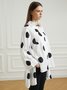 Shirt Collar Polka Dots Shift Elegant Top