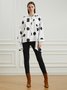 Shirt Collar Polka Dots Shift Elegant Top