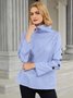 Casual High Neck Striped Long Sleeve Top