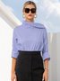 Casual High Neck Striped Long Sleeve Top