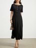 High Elasticity Crew Neck Short sleeve Elegant Midi Dress With No