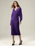 Elegant Regular Fit Plain Sweater Midi Dress With No Belt