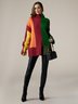 Color Block Turtleneck Urban Long Sleeve Sweater