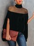 Loose Plain Turtleneck Elegant Blouse
