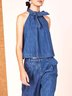 2023 Fashion week denim Halter Loose Urban Plain Tank Top